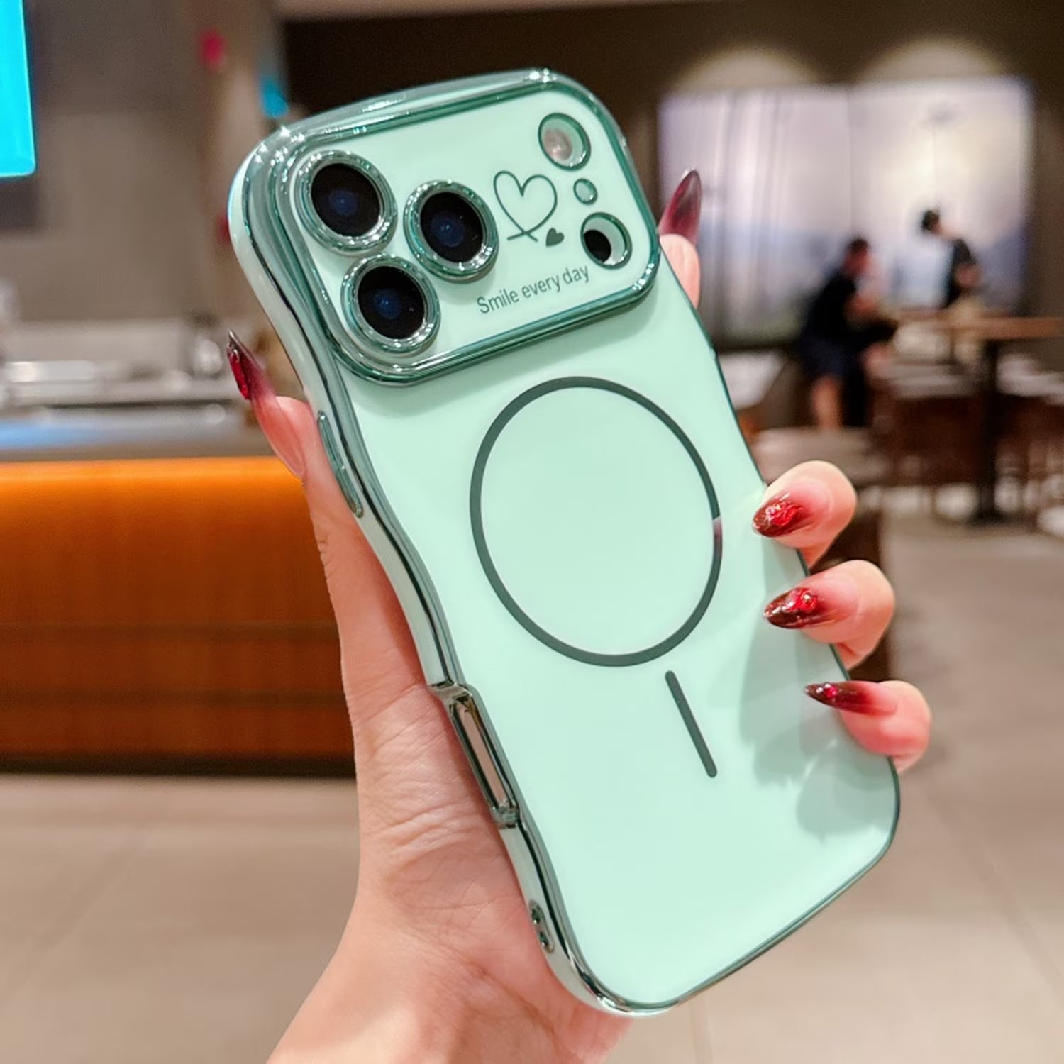 Étui Magnétique de Luxe à Placage Ondulé pour iPhone 15