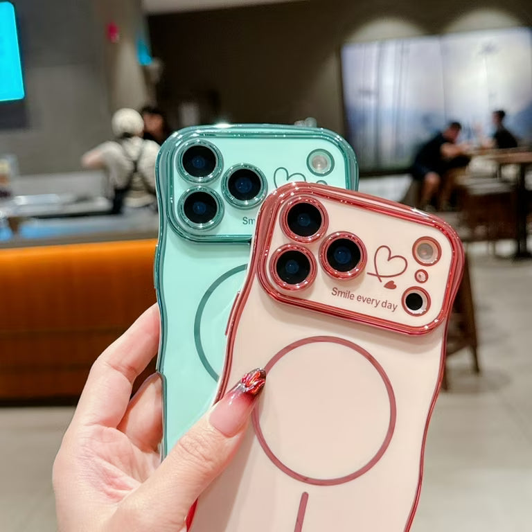 Étui Magnétique de Luxe à Placage Ondulé pour iPhone 15