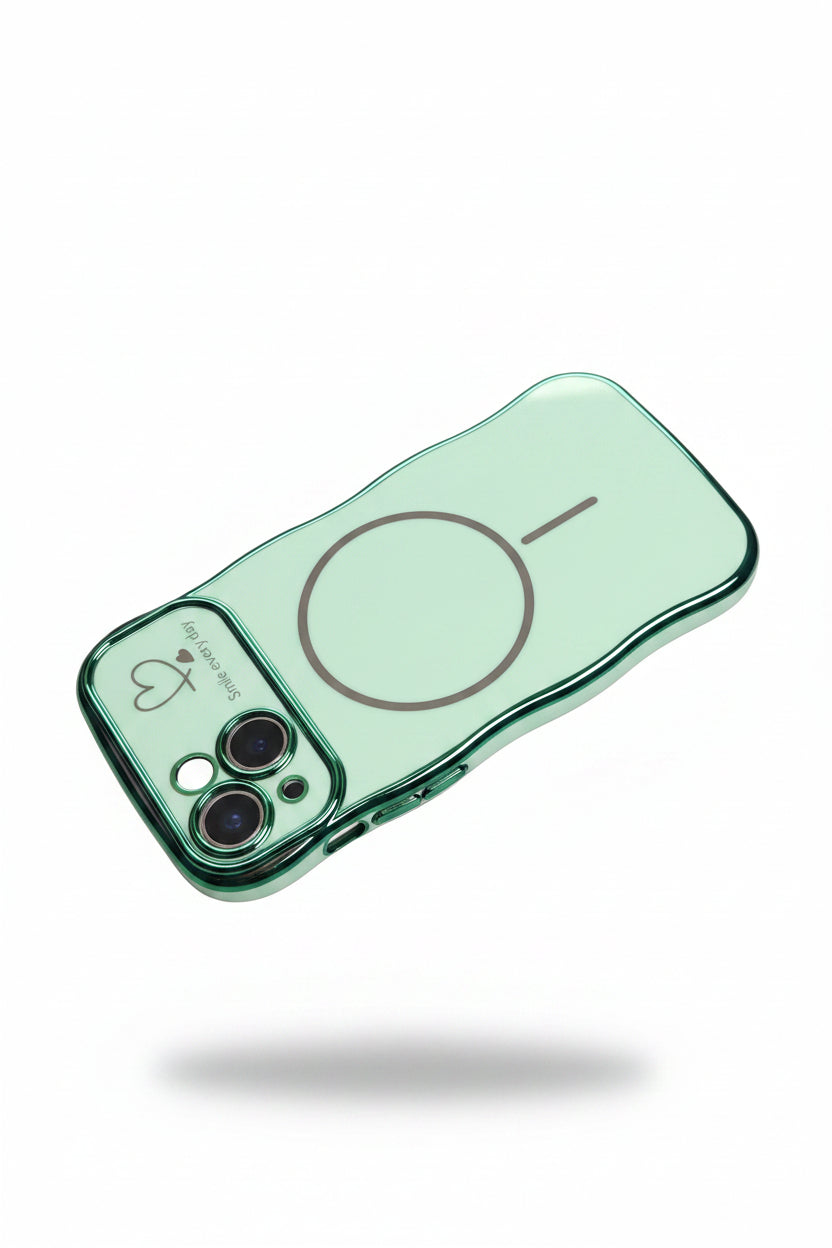 Étui Magnétique de Luxe à Placage Ondulé pour iPhone 15