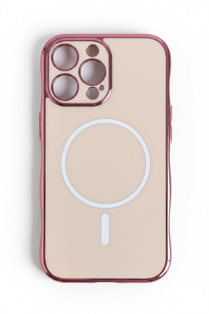 Étui Magnétique de Luxe à Placage Ondulé pour iPhone 15