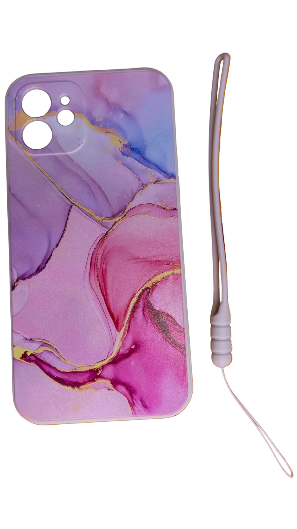 Étui en marbre coloré pour iPhone 12 – Coque élégante et protectrice - A410 avec sangle