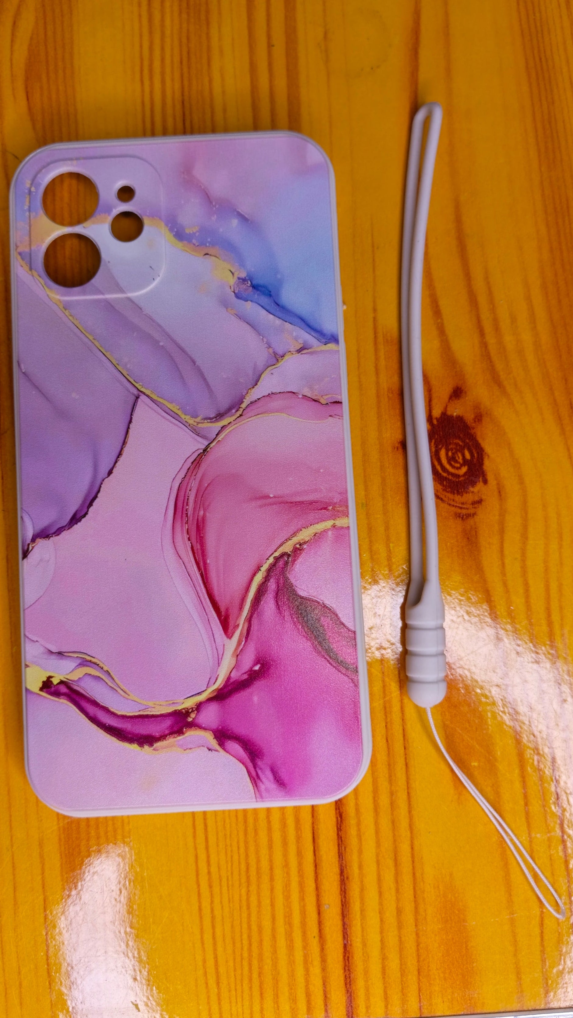 Étui en marbre coloré pour iPhone 12 – Coque élégante et protectrice - A410 avec sangle