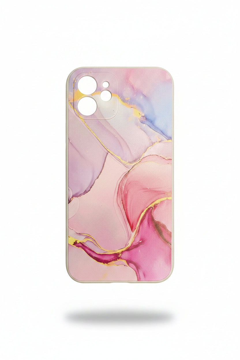 Étui en marbre coloré pour iPhone 12 – Coque élégante et protectrice - A410 avec sangle