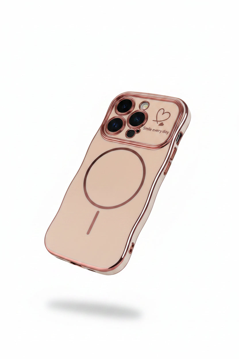 Étui Magnétique de Luxe à Placage Ondulé pour iPhone 15