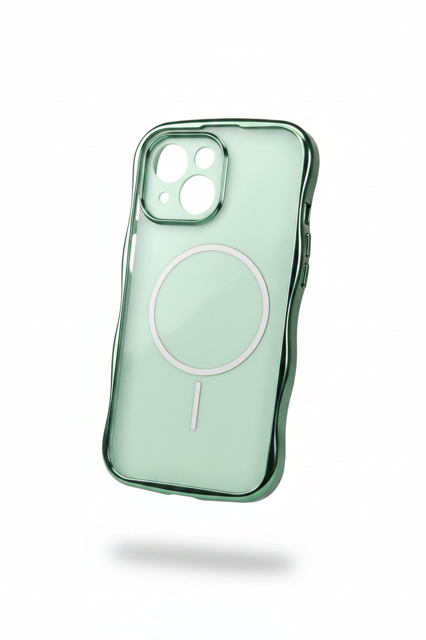 Étui Magnétique de Luxe à Placage Ondulé pour iPhone 15