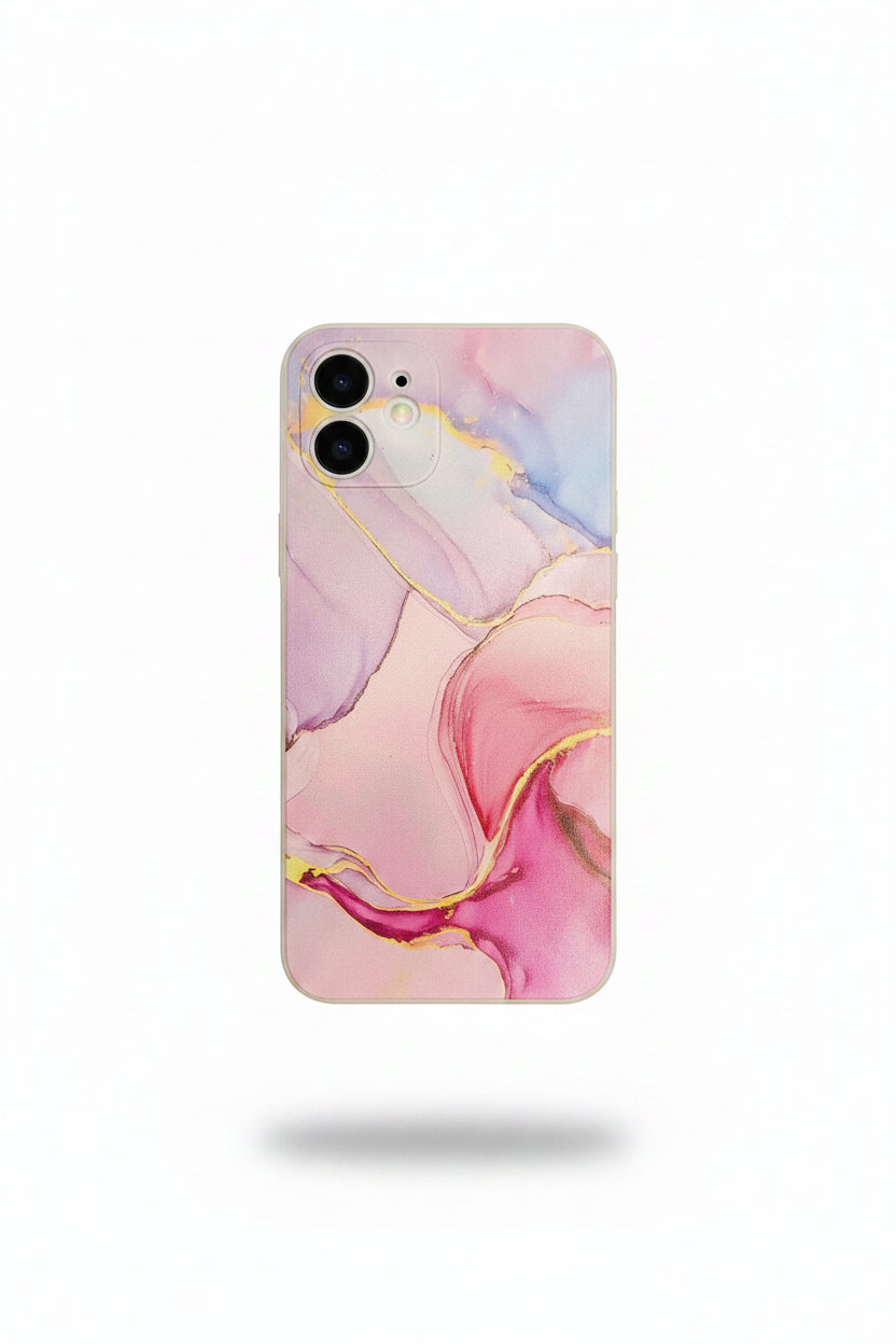 Étui en marbre coloré pour iPhone 12 – Coque élégante et protectrice - A410 avec sangle