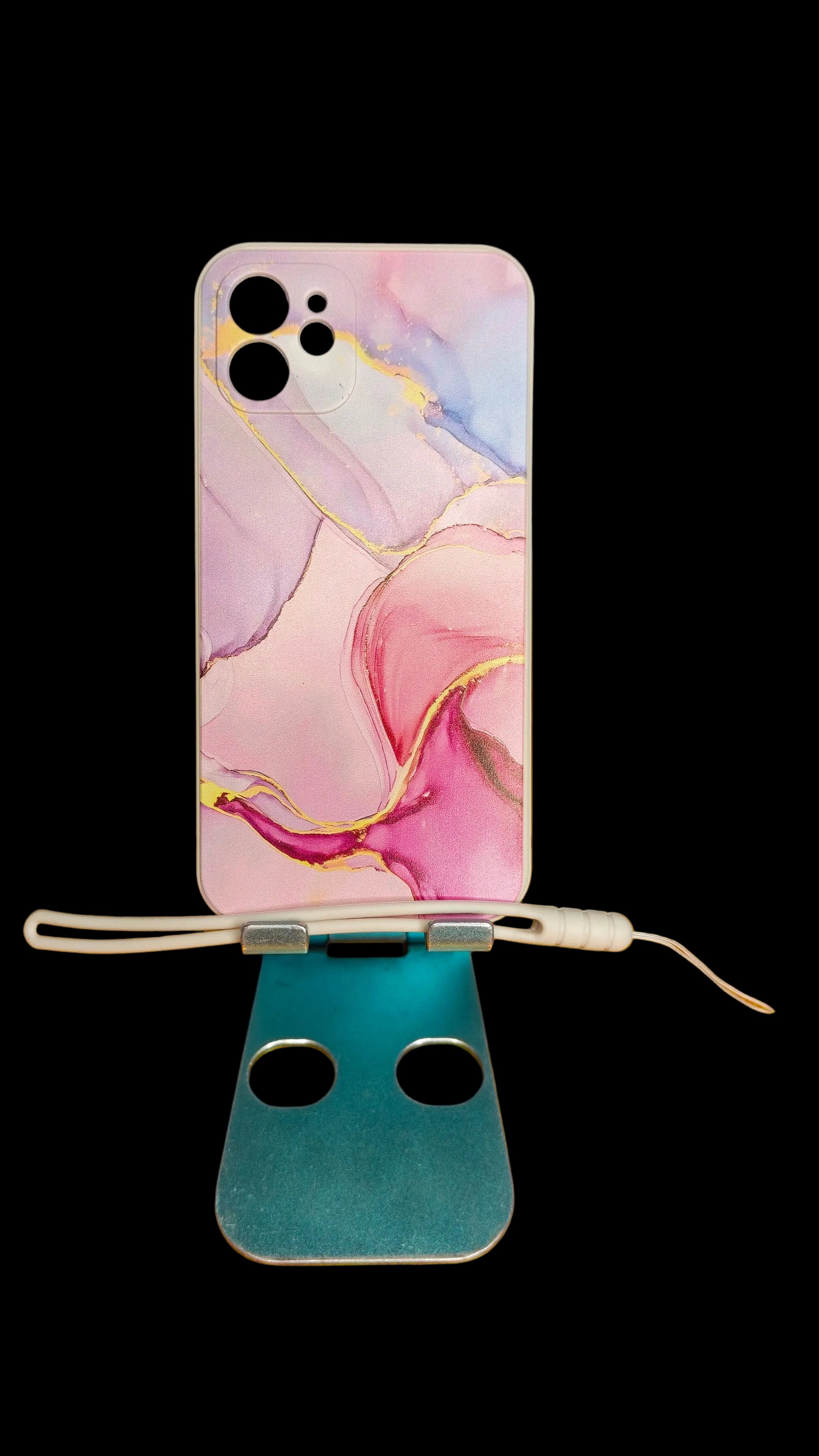 Étui en marbre coloré pour iPhone 12 – Coque élégante et protectrice - A410 avec sangle