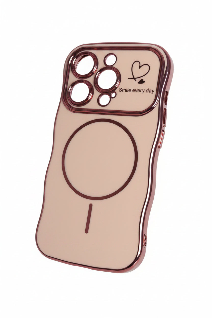 Étui Magnétique de Luxe à Placage Ondulé pour iPhone 15