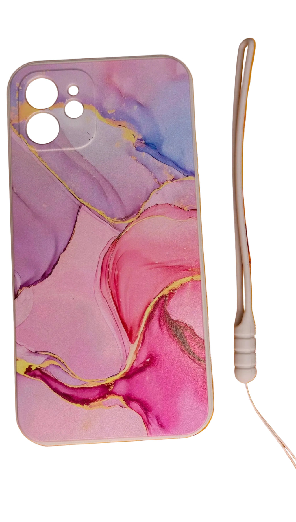 Étui en marbre coloré pour iPhone 12 – Coque élégante et protectrice - A410 avec sangle
