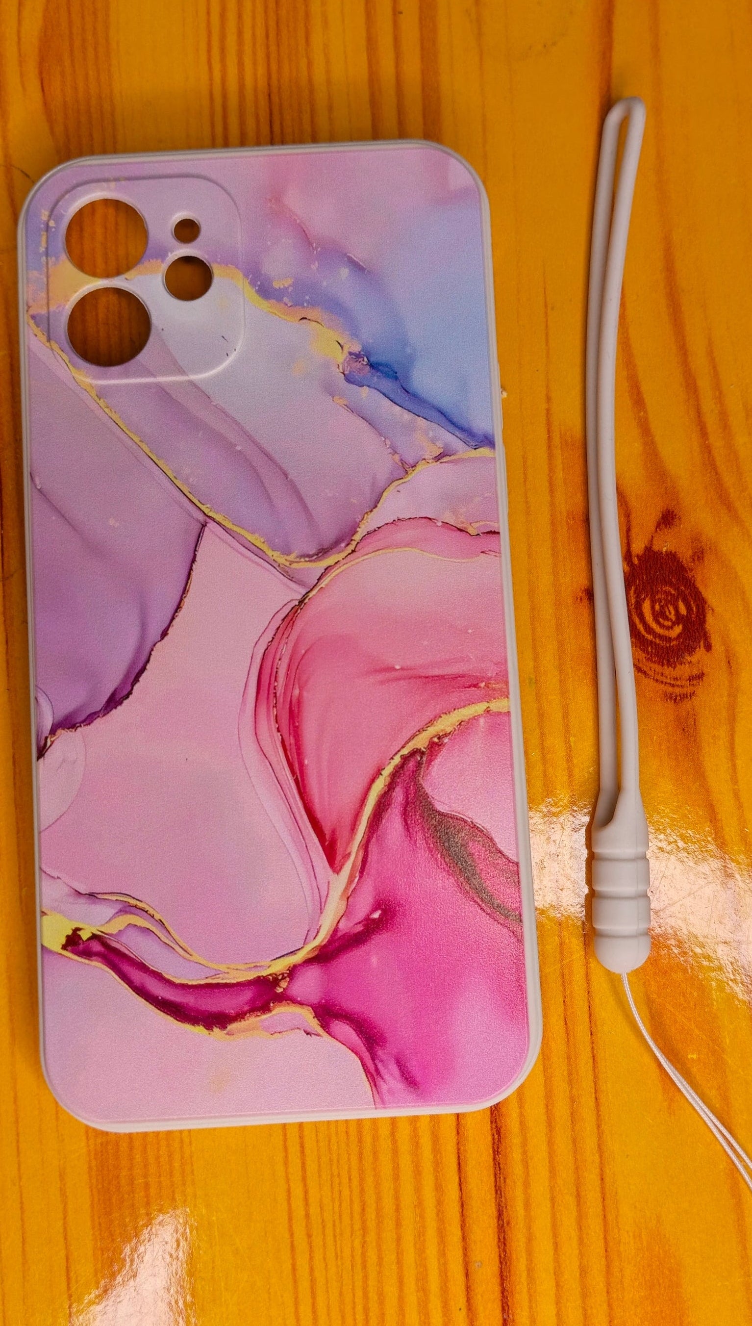 Étui en marbre coloré pour iPhone 12 – Coque élégante et protectrice - A410 avec sangle