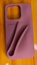 Coque de téléphone tendance en silicone gris avec support rouge à lèvres et ruban pour iPhone 14 Pro Max – Étui pratique et élégant