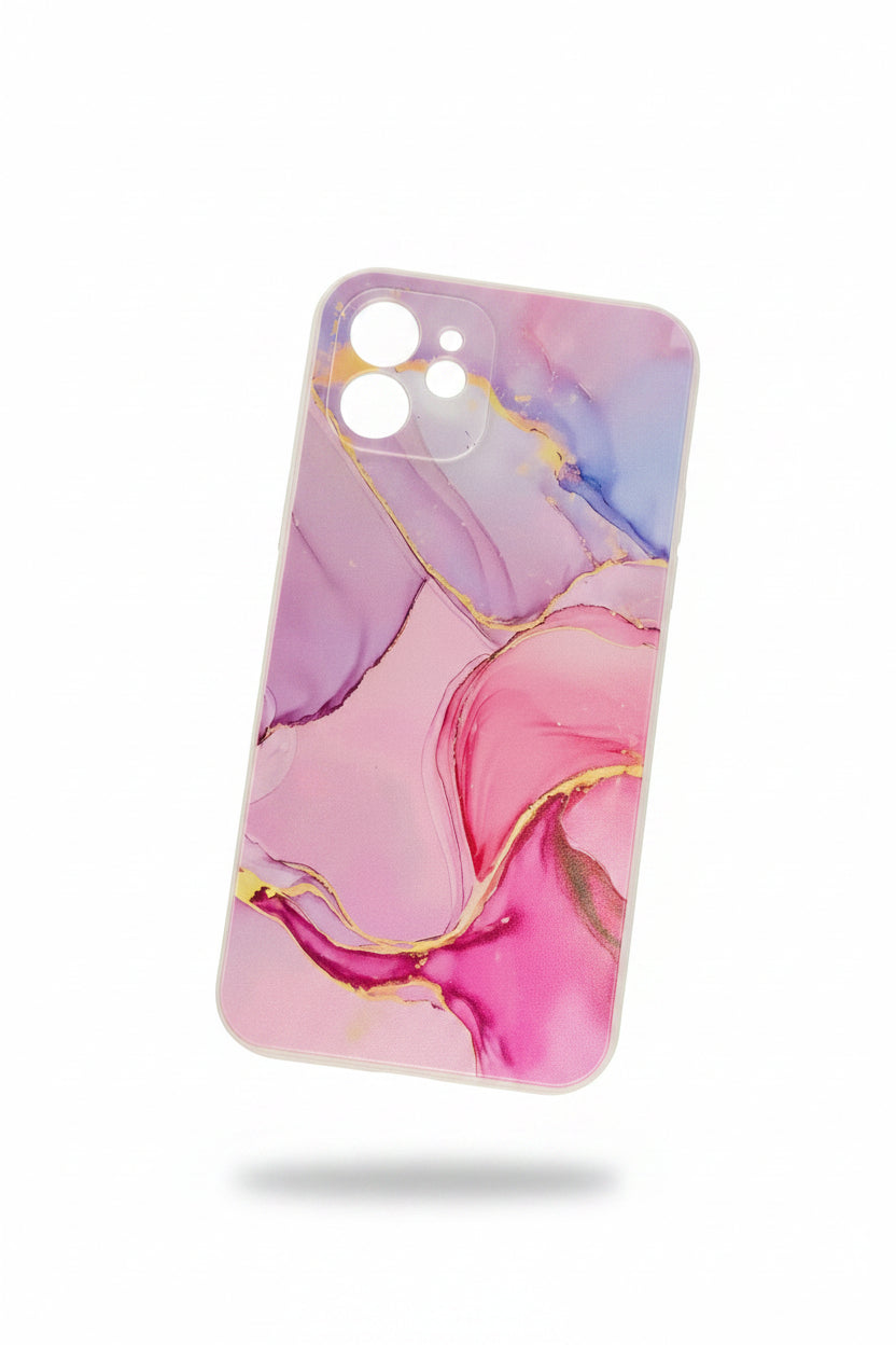 Étui en marbre coloré pour iPhone 12 – Coque élégante et protectrice - A410 avec sangle