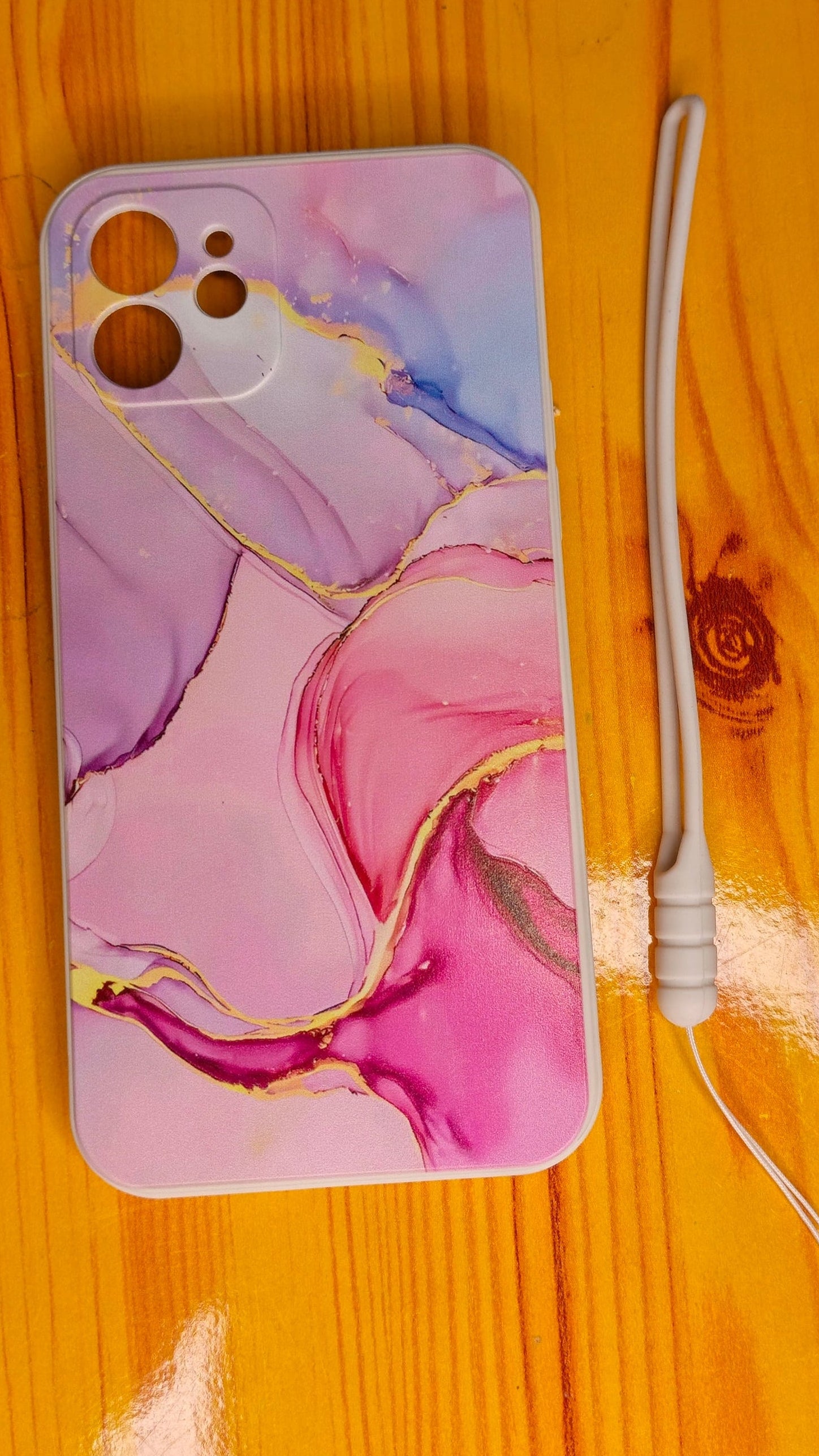 Étui en marbre coloré pour iPhone 12 – Coque élégante et protectrice - A410 avec sangle